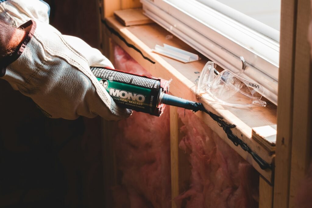Pengaplikasian sealant dengan caulking gun